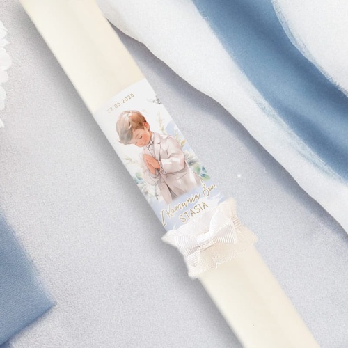 pamiątkowa gromnica z personalizacją na komunie świętą