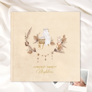 ALBUM Welurowy na Zdjęcia Prezent na Chrzest Św. Kołyska Boho