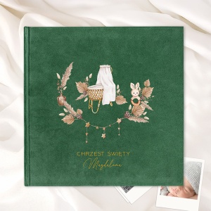 ALBUM Welurowy na Zdjęcia Prezent na Chrzest Św. Kołyska Boho