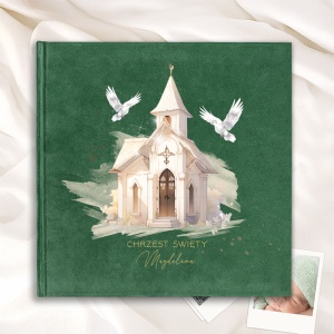Pamiątkowy ALBUM Welurowy na Zdjęcia na Chrzest Święty