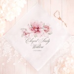 SZATKA BIAŁA do Chrztu Świętego Kwiaty z imieniem ROMB