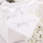 BILECIKI z Napisem Dziękujemy w Srebrnym Kolorze 10szt