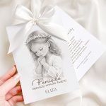 KARTKA Personalizowana z Życzeniami i Wstążką na Komunię dla Dziewczynki