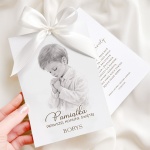 KARTKA z Życzeniami i Wstążką Pamiątka Komunijna dla Chłopca