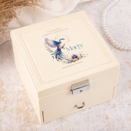 szkatułka na biżuterie na zamek prezent na chrzest