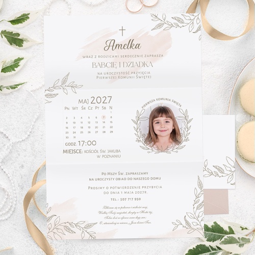 Zaproszenia komunijne personalizowane ze zdjęciem dziecka