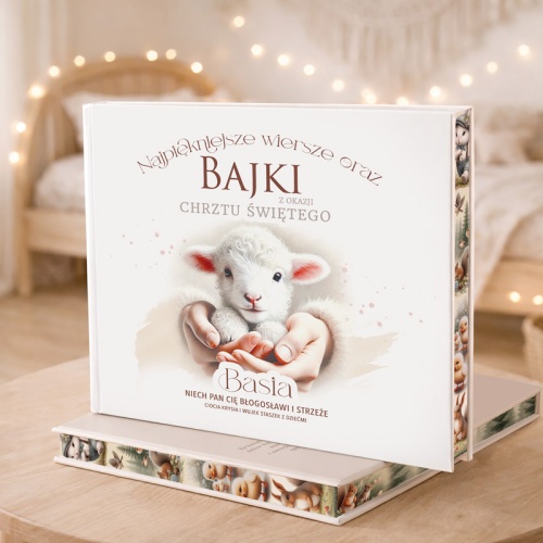 Bajki prezent z okazji chrztu motyw owieczki