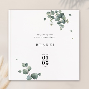 KSIĘGA Pamiątkowa I Komunii Świeży Eukaliptus Z IMIENIEM