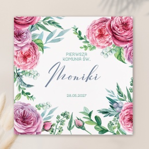 KSIĘGA Pamiątkowa I Komunii Fuksjowy Jaskier Z IMIENIEM