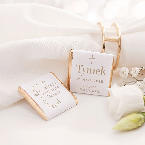 czekoladki z motywem alby na pierwsza komunie