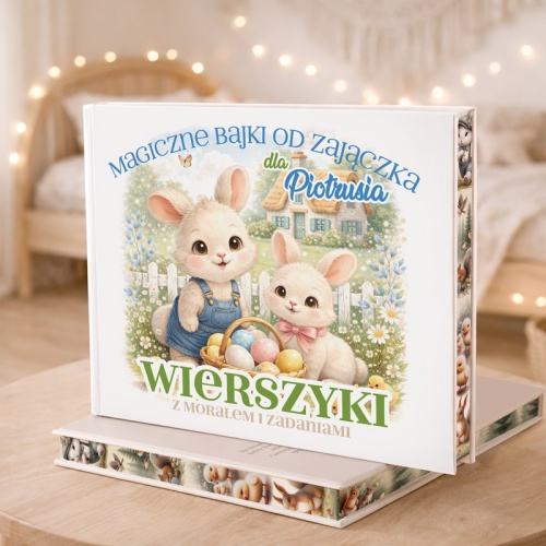 Książka z bajkami i wierszykami na prezent wielkanocny dla dziecka. Personalizowana okładka.