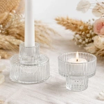 ŚWIECZNIK Szklany 2w1 Elegancka Dekoracja Stołu 4szt