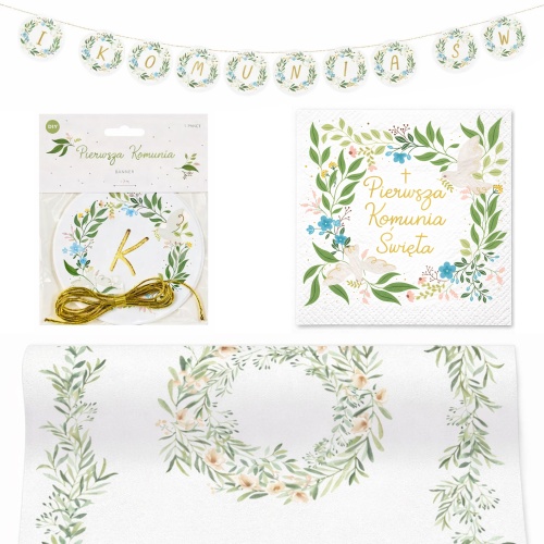 Zestaw dekoracji na Komunię.