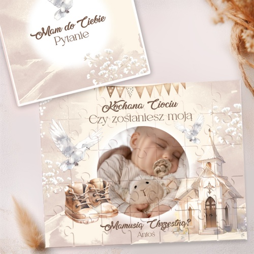 puzzle ze zdjęciem chlopca pytanie do matki chrzesntej