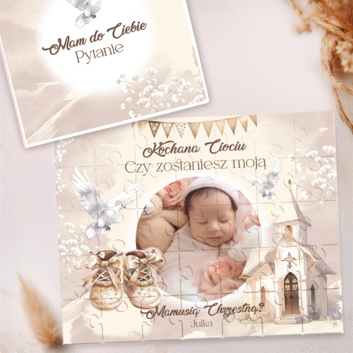 puzzle ze zdjęciem dziecka prośba o bycie chrzestną
