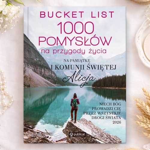 Personalizowana książka 1000 pomysłów na przygody życia jako prezent na Komunię z imieniem