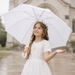 PARASOLKA komunijna biała automatyczna 103cm