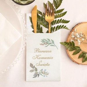 KIESZONKI na sztućce z napisem Pierwsza Komunia Święta Dekoracja stołu 25szt.