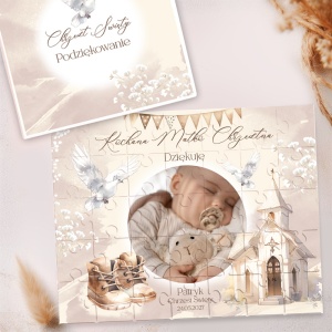PUZZLE Ze Zdjęciem Podziękowanie Dla Chrzestnych Na Chrzest Św.