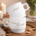 Biała filiżanka z imieniem. Prezent, podziękowanie dla świadka bierzmowania.