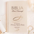 Biblia personalizowana z dedykacją na okładce. Prezent na Komunię.