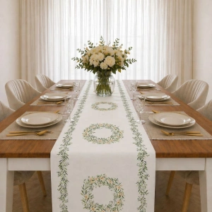 BIEŻNIK obrus na stół Greenery Zielone Gałązki 40cmx5m