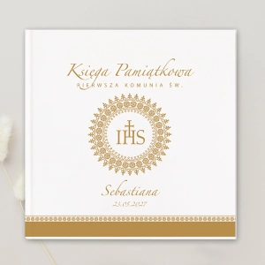 KSIĘGA Pamiątkowa I Komunii Złota Hostia Z IMIENIEM
