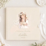Welurowy ALBUM ze wstążkami na zdjęcia z Komunii Dziewczynki