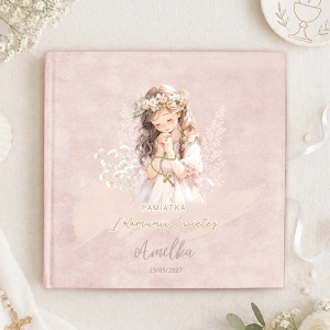 RÓŻOWY ALBUM Welurowy Księga Pamiątkowa Komunijna Komunia Dziewczynki