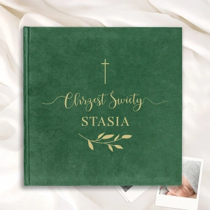 Elegancka KSIĘGA Album Welurowy Pamiątka Chrztu Świętego
