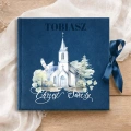 Personalizowany album w granatowym kolorze na Chrzest.
