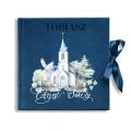 Welurowy album ze wstążkami. Prezent dla chłopca na Chrzest.