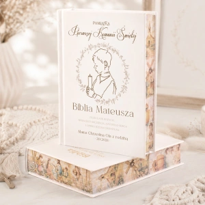 BIBLIA pamiątka komunijna personalizowana Komunijny Chłopiec
