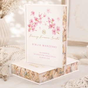 BIBLIA prezent na Komunię z imieniem RÓŻOWE MAGNOLIE
