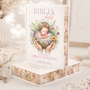 BIBLIA prezent na Chrzest z imieniem dziecka i podpisem