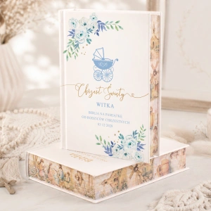 BIBLIA prezent na Chrzest Św. z imieniem Błękitny Wózek