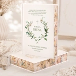 BIBLIA prezent na Chrzest Św. DELIKATNE LILIE personalizowana