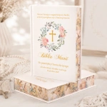 BIBLIA prezent na Chrzest z imieniem dziecka Krzyż w Wianku