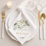 SERWETKA Dekoracja Stołu Na Chrzest 35x35cm Białe Kwiaty