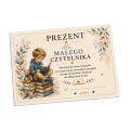 Dodatek do prezentu w postaci bilecika z motywem czytelniczym.