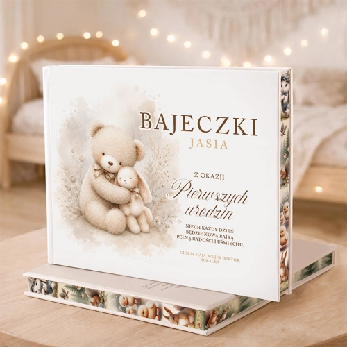 Personalizowana książka Wiersze i Bajki prezent na roczek w twardej oprawie z elegancką okładką dla dziecka.