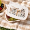 Lunchbox z imieniem i kotkami, personalizowana śniadaniówka dla dziecka, pojemnik na przekąski do szkoły, lunchbox dla dziewczynki.