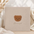 Personalizowany album na zdjęcia z imieniem, album dziecięcy z misiem, pamiątka dla dziecka, album na fotografie niemowlęcia.