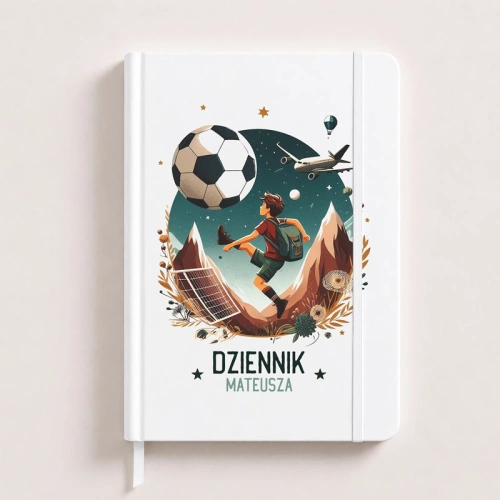 Notatnik dla piłkarza z personalizacją imienia dziecka.