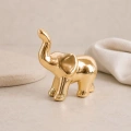 Złoty ceramiczny słoń na szczęście, figurka słonika do prezentu na chrzest, symbol pomyślności i szczęścia.