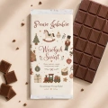 Mleczna czekolada z etykietą świąteczną będzie pięknym dodatkiem do paczki prezentowej lub świątecznego kosza.