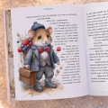 Welurowa Księga Baśni z kolorowymi ilustracjami i dekoracyjnymi barwionymi brzegami dostępna z personalizacją imienia.