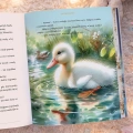 Personalizowana Księga Baśni z welurową okładką, kolorowymi ilustracjami i barwionymi brzegami stron.