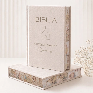BIBLIA Welurowa z Imieniem Pamiątka Chrztu Świętego
