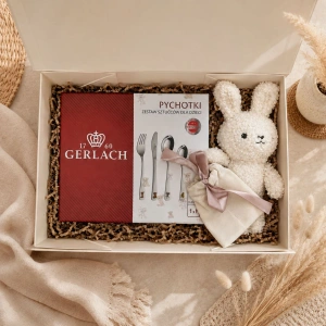Elegancki ZESTAW Prezentowy ze Sztućcami Gerlach dla Niemowlaka